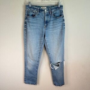 Madewell The High Rise Slim Boy Jean Women's 28 Cropped Distressed Stretch Denim